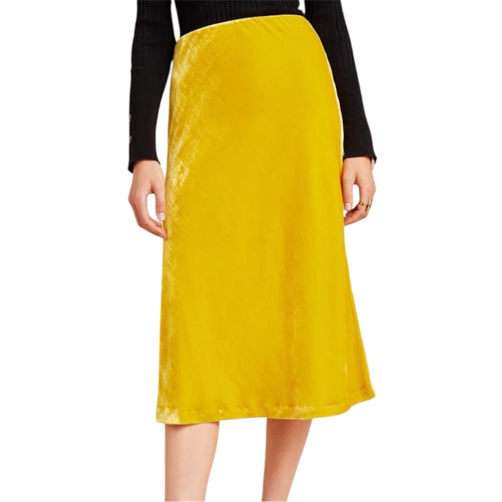 Maeve by Anthropologie Crushed Velvet Midi Skir